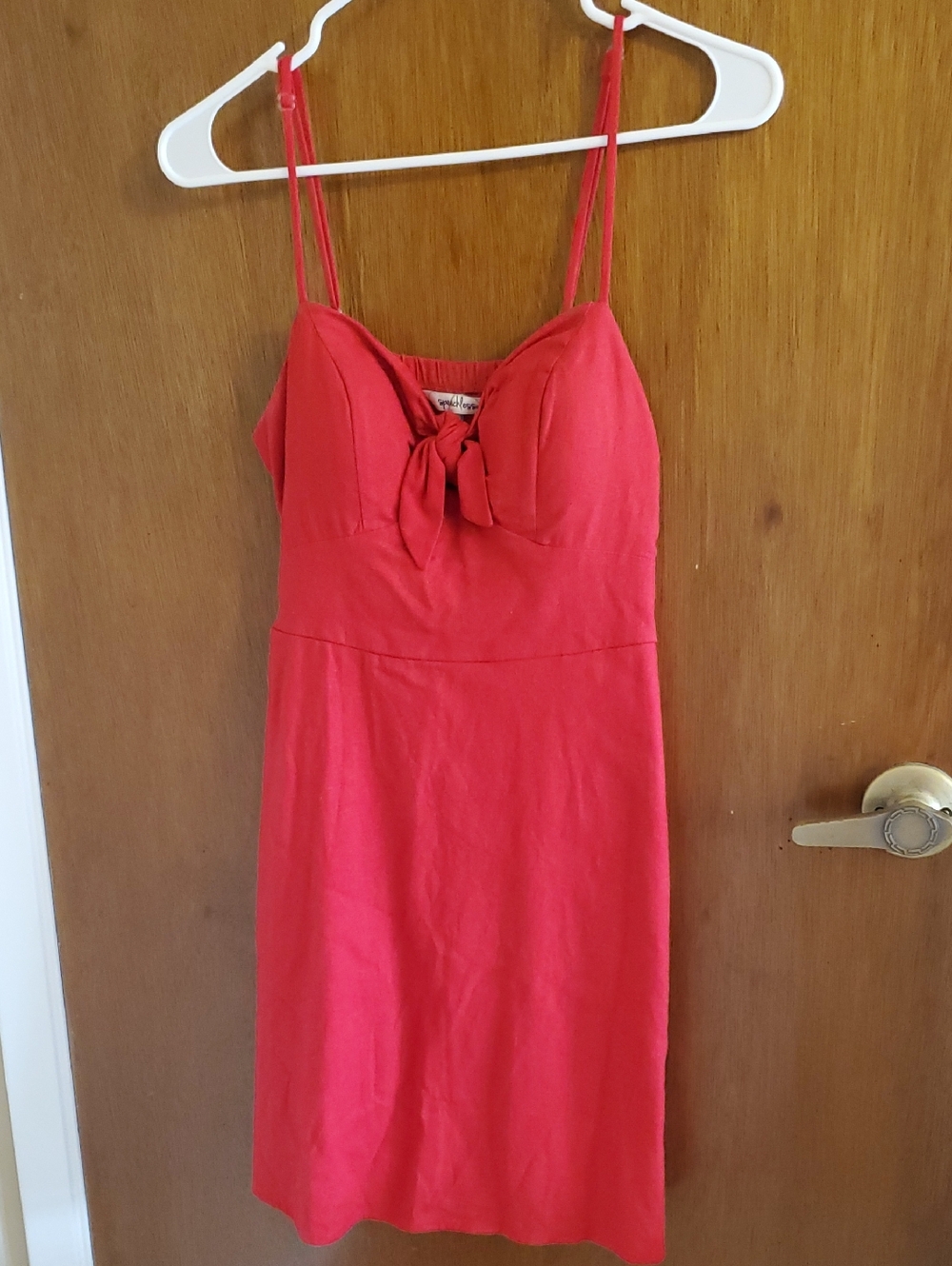 Red Tie-Front Spaghetti Strap Dress